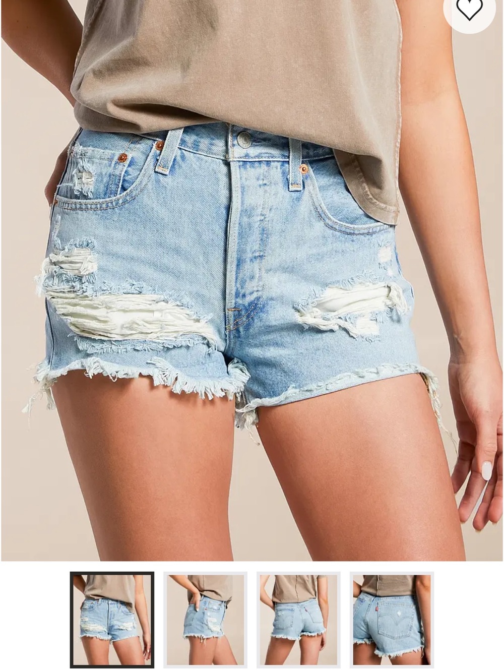 Levi's Light Wash Distressed Denim Cutoff Shorts